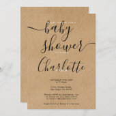 Neutrale Babydusche für Rustikale Einladung (Vorne/Hinten)