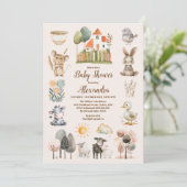 Neutrale Babydusche für rustikale Nutztiere Einladung (Stehend Vorderseite)
