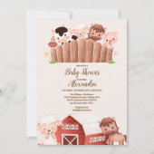 Neutrale Babydusche für rustikale Nutztiere Einladung (Vorderseite)