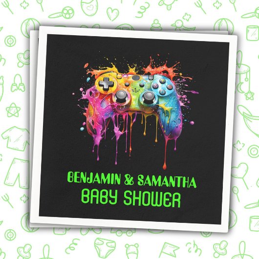 Neutrale Babydusche für Videospiele Serviette