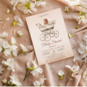 Neutrale Babydusche für Vintage Klassiker Einladung