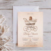 Neutrale Babydusche für Vintage Klassiker Einladung
