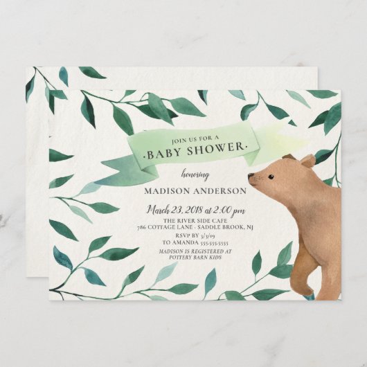 Neutrale Babydusche für Waldbeere Einladung (Vorne/Hinten)