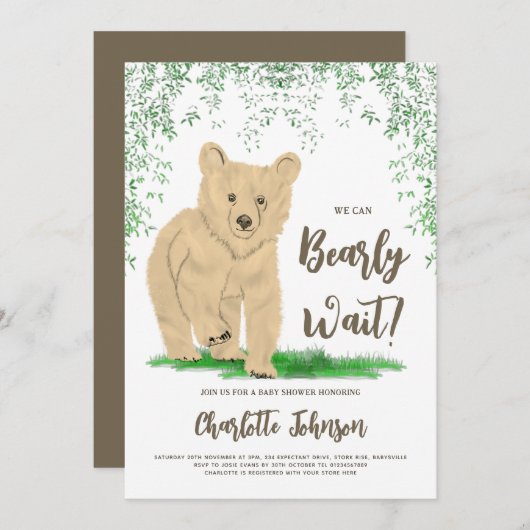 Neutrale Babydusche für Waldbeere Einladung (Vorne/Hinten)