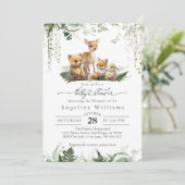 Neutrale Babydusche für Waldtiere Einladung (Stehend Vorderseite)