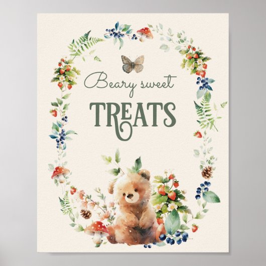 Neutrale Babydusche für Waldtiere Sweet-Leckereien Poster (Vorne)