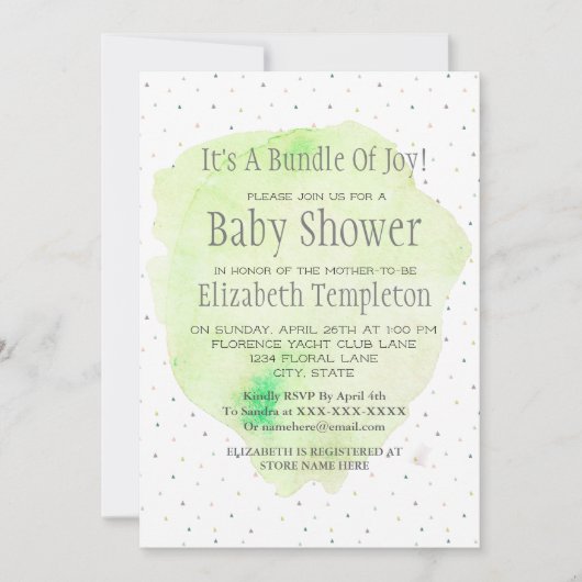 Neutrale Babydusche für Wasserfarben Einladung (Vorderseite)