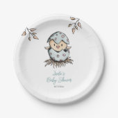 Neutrale Babydusche für Wasserfarbenvögel Pappteller (Vorderseite)