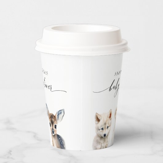 Neutrale Babydusche für Wintertiere Pappbecher (Rechts)