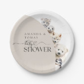 Neutrale Babydusche für Wintertiere Pappteller (Vorderseite)