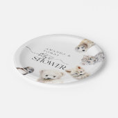 Neutrale Babydusche für Wintertiere Pappteller (Schrägansicht)