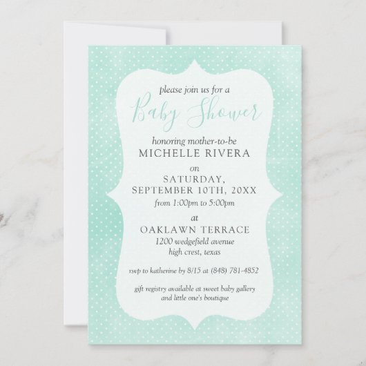 Neutrale Babydusche, gelb rustikales Holz Einladung (Vorderseite)