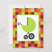Neutrale Babydusche - grüner Carriage & Farbblock Einladung (Vorderseite)