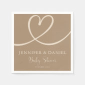 Neutrale Babydusche Herz Modernes Elegantes Serviette (Vorderseite)