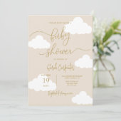 Neutrale Babydusche in den Wolken Einladung (Stehend Vorderseite)