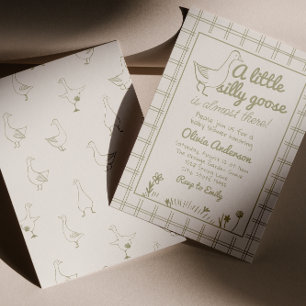 Neutrale Babydusche mit Albernem Gänsegeschlecht Einladung