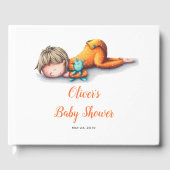 Neutrale Babydusche mit Baby-Schlafen Gästebuch (Vorderseite)