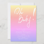 Neutrale Babydusche mit handgeschriebenem Gradient Einladung (Vorderseite)