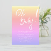 Neutrale Babydusche mit handgeschriebenem Gradient Einladung (Stehend Vorderseite)