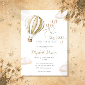 Neutrale Babydusche mit Heißluftballon Einladung