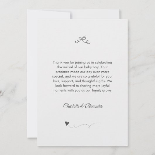 Neutrale Babydusche mit Minimalistischer Minze Dankeskarte (Rückseite)