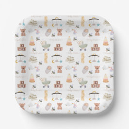 Neutrale Babydusche Pappteller