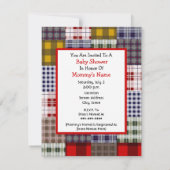 Neutrale Babydusche - Red Carriage & Kariert Einladung (Rückseite)