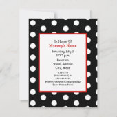 Neutrale Babydusche - Red Umbrella & Polka Dots Einladung (Rückseite)