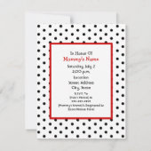 Neutrale Babydusche - Red Umbrella & Polka Dots Einladung (Rückseite)