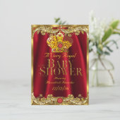 Neutrale Babydusche Royal Red Gem Gold Crown 2 Einladung (Stehend Vorderseite)