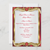 Neutrale Babydusche Royal Red Gem Gold Crown 2 Einladung (Rückseite)