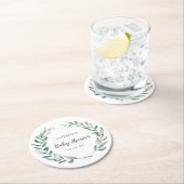 Neutrale Babydusche Rustikaler Grünkranz Runder Pappuntersetzer (Vor Ort)