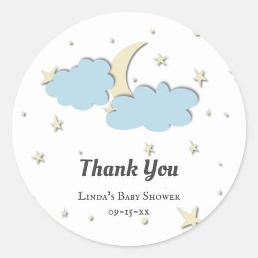 Neutrale Babydusche über dem Mond Runder Aufkleber (Vorderseite)