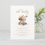 Neutrale Babydusche von Boho Floral Stroller Einladung (Stehend Vorderseite)