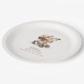 Neutrale Babydusche von Boho Floral Stroller Pappteller (Schrägansicht)