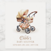 Neutrale Babydusche von Boho Floral Stroller Weinetikett (Einzelnes Label)