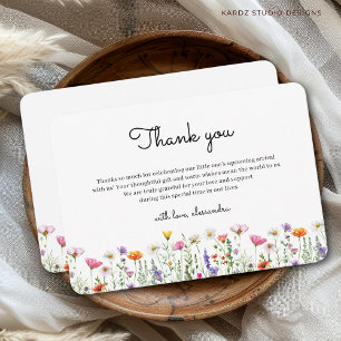 Neutrale Babydusche Wildblume Danke Karte