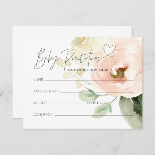 Neutrale Babyduschenkarte für das Blütengeschlecht Begleitkarte (Vorne/Hinten)