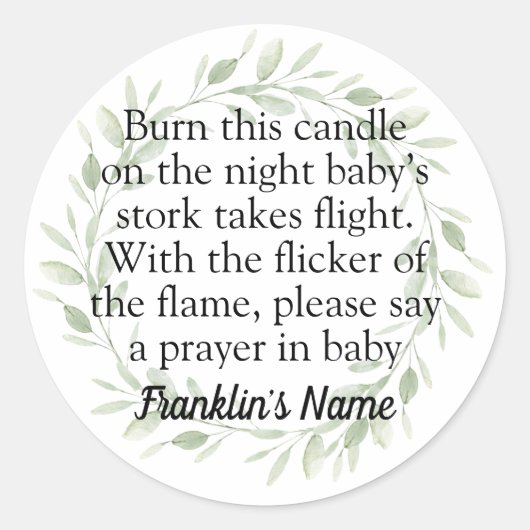 Neutrale Babyduschkerze für Gender Classic Ro Runder Aufkleber (Vorderseite)
