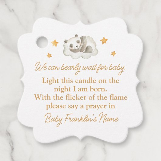Neutrale Babyduschkerze Geschenkanhänger (Vorderseite)