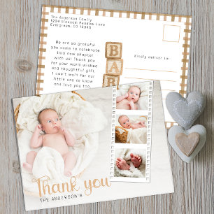 Neutrale Babyparty-Dankeschön-Foto-Postkarte Postkarte