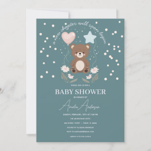 Neutrale Babyparty-Einladung Teddybär Sterne Ba Einladung