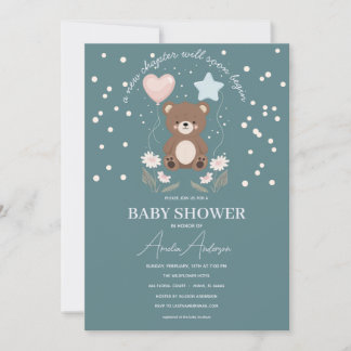 Neutrale Babyparty-Einladung Teddybär Sterne Ba Einladung