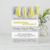 Neutrale Babyparty-Einladungs-Quasten-Girlande Einladung (Stehend Vorderseite)