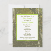 Neutrale Babyparty - grüner Wagen u. Tarnung Einladung (Rückseite)