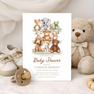 Neutrale Babyparty mit Nursery-Tieren Einladung
