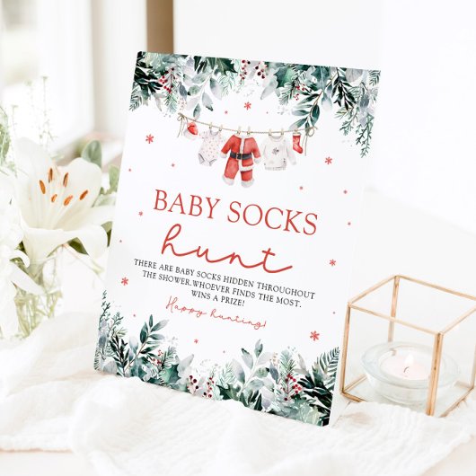 Neutrale Babysocken-Babydusche Red Santa Gender Sockelschild
