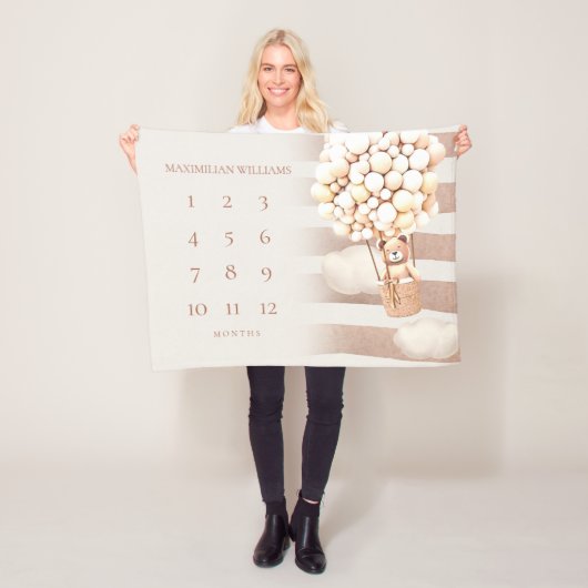 Neutrale Bärenballons Meilenstein Baby Blanke Fleecedecke (Beispiel)