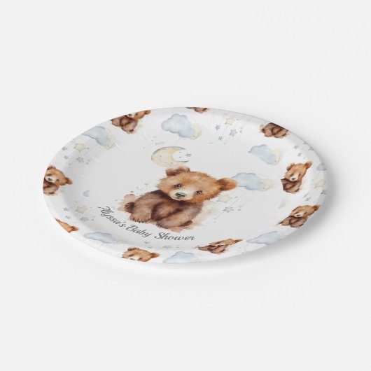 Neutrale Bärenduschpapier-Teller Pappteller (Schrägansicht)