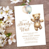 Neutrale Bear Wait Teddy Bear Baby Shower Einladung